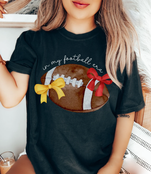 In My Football Era, Coquette Bow Football Shirt, Girly Football Shirt, Cute Football Tee, Football Season Mom Gift, Football Season Tee