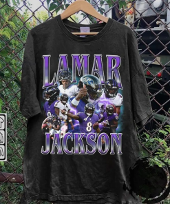 Lamar Jackson Vintage 90s Graphic Style T-Shirt,…