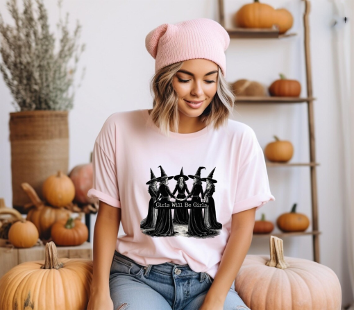 Vintage Girls Will Be Girls Witch Sweatshirt, Funny Witch Vintage Shirt, Vintage Halloween Women Hoodie, Witchy Vibes Shirt, Witch Tee Shirt