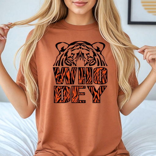 Who Dey Comfort Colors Shirt, Tiger Graphic Shirt, Football Season, Fall Sports, Fall Outfits, Game Day, Retro Tiger Stripes Graphic Shirt