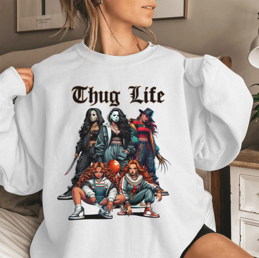 Thug Life Horror Movie Shirt, Halloween Sweatshirt, Horror Friend Shirt, Halloween Characters Shirt, Scary Halloween Shirt, Halloween Gifts