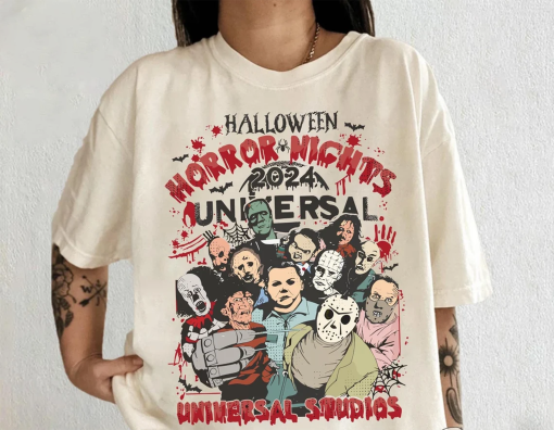 Halloween Horror Nights Universal Studios 2024 Comfort Colors Shirt, Horror Characters Halloween Sweatshirt, Universal Studios Tee