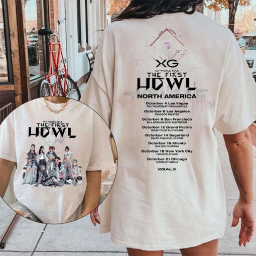 XG 1st World Tour “The first HOWL” North American T-shirt, Xtraordinary Girls, XG Jurin, Chisa, Hinata, Juria, Cocona, Maya, Harvey, Xg Tee.