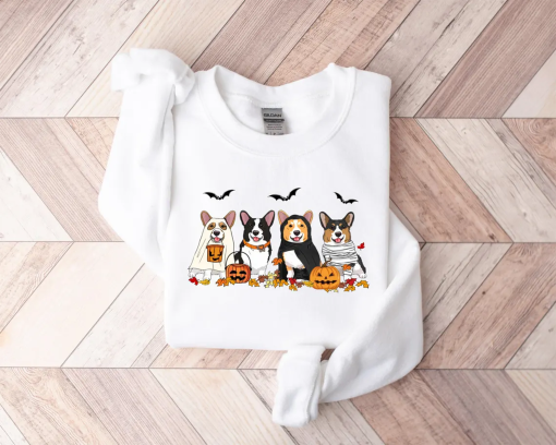 Halloween Dog Sweatshirt, Corgi Ghost Dogs sweatshirt, Halloween Sweatshirt, Halloween Sweater, Ghost Dog Shirt, corgi mom shirt