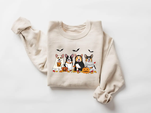 Halloween Dog Sweatshirt, Corgi Ghost Dogs sweatshirt, Halloween Sweatshirt, Halloween Sweater, Ghost Dog Shirt, corgi mom shirt