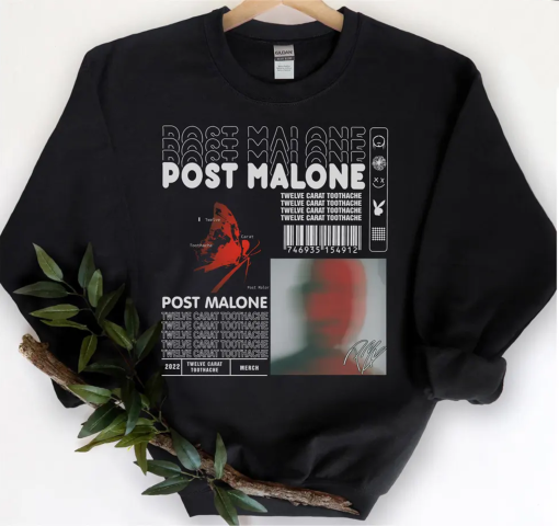 Post Malone Twelve Carat Concert Shirt, Post Malone Tour 2023 Merch Rap Music Sweater, Ghost Malone Posty 90’s Sweatshirt,Toothache Shirt