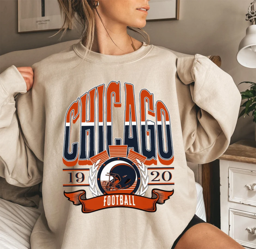 Chicago Football Sweatshirt, Vintage Chicago Crewneck, Retro Chicago Sweatshirt, Chicago Varsity Sweatshirt, Chicago Long Sleeve