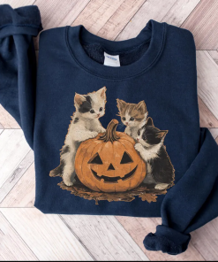 Vintage 90s Cat Halloween Sweatshirt, Retro Halloween…