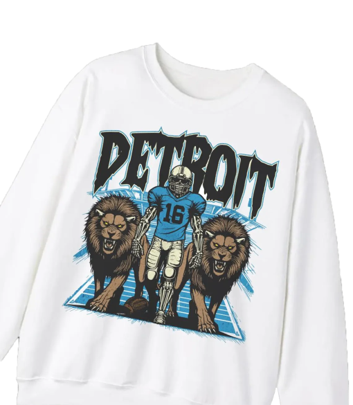 Detroit Football Sweatshirt – Graphic Crewnecks – Skeleton – Gift Shirt – Bootleg Shirt – Vintage – Skeleton Football Crewnecks – Lions