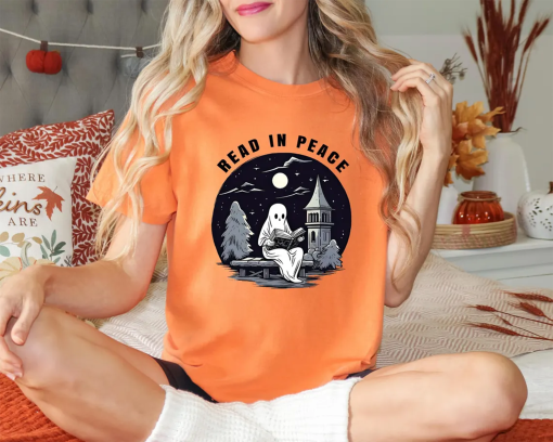 Comfort Colors Halloween Ghost Read In Peace Shirt, Halloween Costume, Spooky Season Shirt, Women Fall Tshirt, Halloween Party Tee