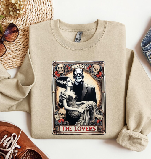 The Lovers Shirt, Retro Halloween Sweatshirt, Halloween Monster Hoodie, Horror Tarot Card, Lovers Tarot Card,Horror Tee,Bride Of Frank Shirt