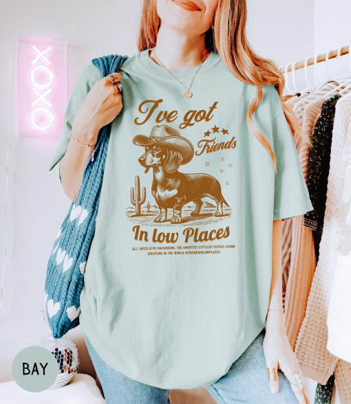 I’ve Got Friends In Low Places, Funny Dachshund Shirt, Dachshund, Wiener Dog, Doxie, Dachshund Gift, Doxie Mom Tee, Western Dog Tshirt