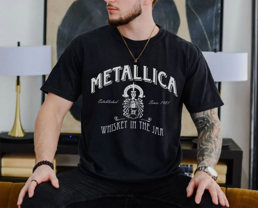 Comfort Colors® Metallica Whiskey T-Shirt Heavy Metal Rock Band, Metallica Whiskey in the Air T-shirt, Metallica Whiskey In The Jar T-shirt