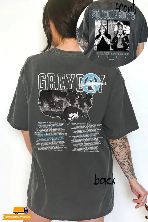 Greyday 2024 Suicideboys Hip-Hop 2 Sides Shirt, Grey Day 2024 Tour Sweater, Music Tour 2024, Hip Hop Lover Gift, Suicideboys Fan Merch