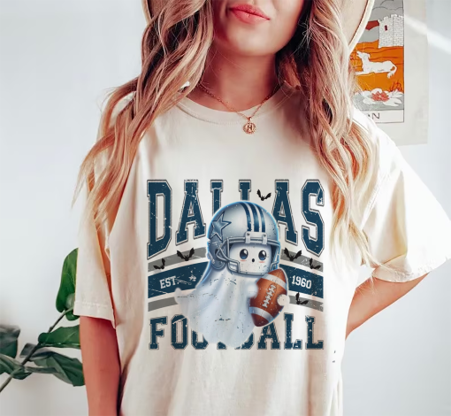 Dallas Cowboys Retro Ghost Shirt, American Football Halloween Shirt, Cute Halloween Sweatshirt, Spooky Season Shirt, Football Mama Sweater