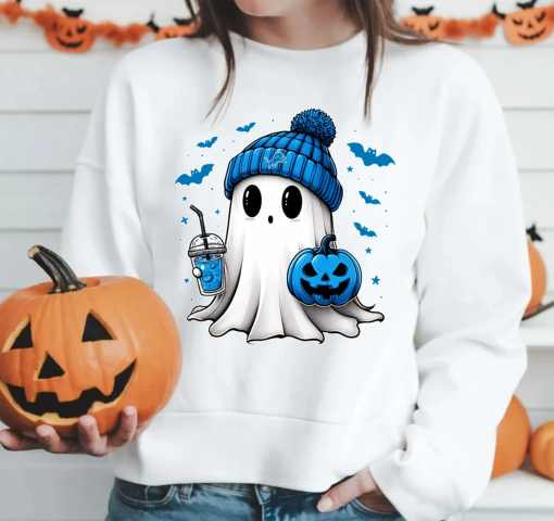 Lions Ghost Coquette SweatShirt, Women’s Lions Ghost Sweatshirt, Lions Halloween Sweatshirt, Football Sweatshirt