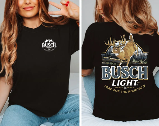 Busch Light Deer Double Sides Shirt, Busch Light Brewed for Hunting Shirt, Vintage 2000s Graphic Busch Light Beer Shirt, Retro Busch Light