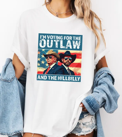 Comfort Colors Ridin With The Outlaw And The Hillbilly Trump Shirt 2024 Election Conservative Political Republican Trump Supporter