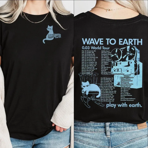 wave to earth cat shirt wave to earth world tour shirt – black – remake