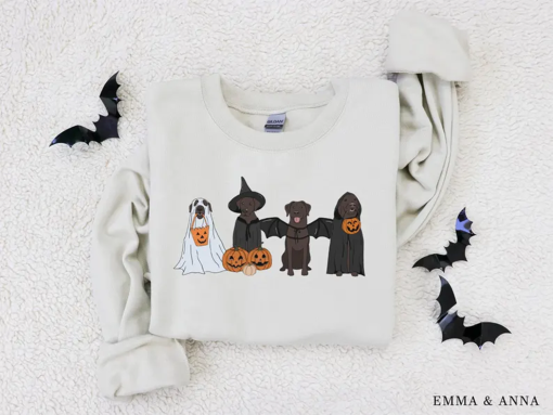 Brown Labrador Halloween Sweatshirt, Ghost Dogs Sweatshirt, Halloween Dog, Chocolate Lab Shirt, Fall Sweater, Spooky Season, Dog Lover Gift