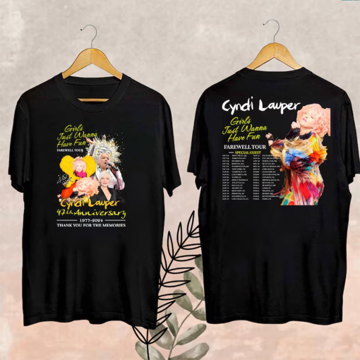 Cyndi Lauper Girl Just Wanna Have Fun Farewell Tour 2024 T-Shirt, Cyndi Lauper Fan Gifts, Cyndi Lauper 2024 Concert, Cyndi Lauper Merch