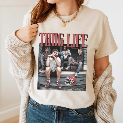 Thug Life Kansas Football Shirt, Harrison Butker, Travis Kelce, Patrick Mahomes, Rashee Rice, Vintage Football Shirt, Kansas City Shirt