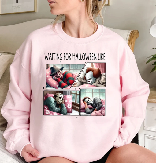 Waiting For Halloween Like Sweatshirt,Horror Movie Characters Shirt,Spooky Season Halloween T-shirt,Scary Movie,Vintage Halloween Horror Tee