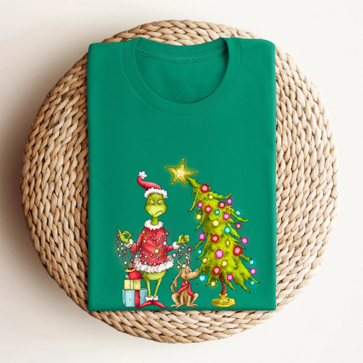 Grinch Christmas Tree Shirt, Whimsical Grinch Max Tree T-Shirt, Festive Retro TShirt, Unisex Xmas Tee, Funny Grinch Gift