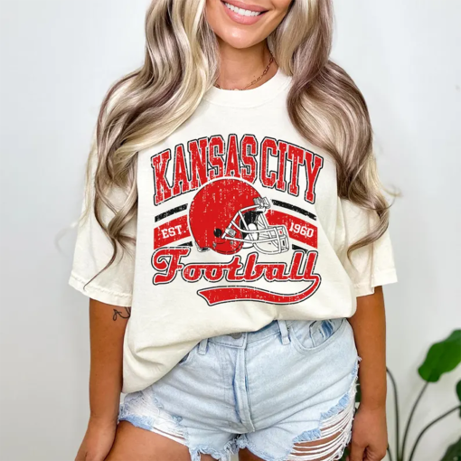 Vintage Kansas City Football Shirt Comfort Colors®, KC Chiefs Shirt, Game Day Shirt, Sports Fan Gifts, Kansas City Fan Gifts, Football Shirt