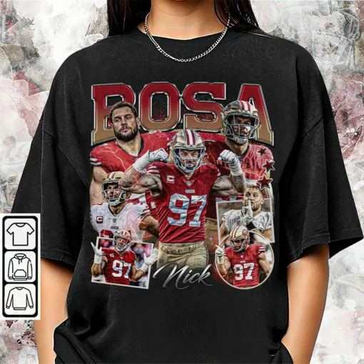 Nick Bosa Shirt, Football American Vintage Tee, Football 90s Bootleg Inspired Gift Fan Unisex Shirt, Bosa Gear, Funny nfl Merch