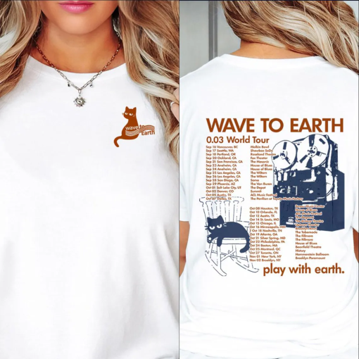 Wave to earth cat shirt wave to earth 0.03 world tour shirt – black – remake