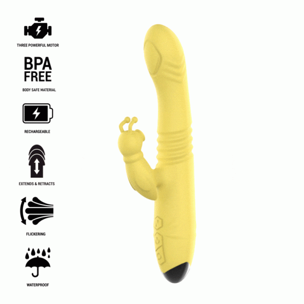 INTENSE - TOKY VIBRADOR MULTIFUNCIÓN ARRIBA Y ABAJO CON ESTIMULADOR DE CLITORAL AMARILLO