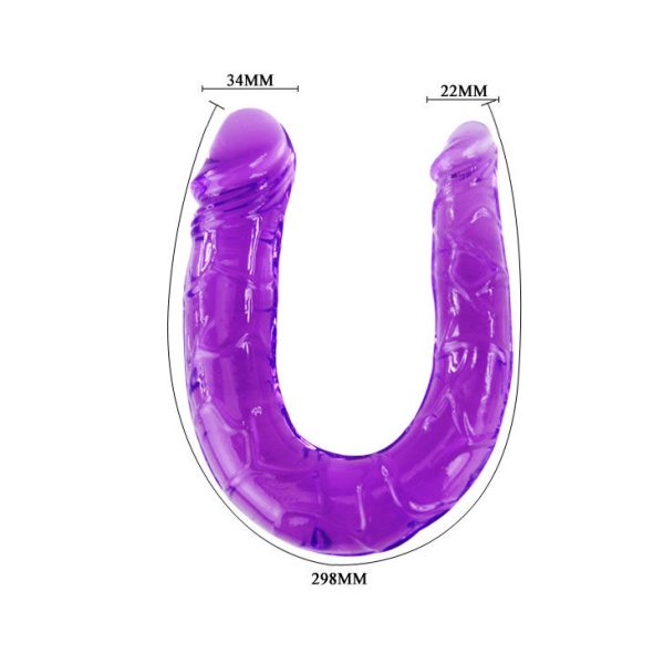 DILDO DOBLE EN JALEA FLEXIBLE LILA - Imagen 4