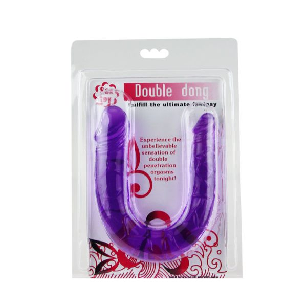 DILDO DOBLE EN JALEA FLEXIBLE LILA - Imagen 5