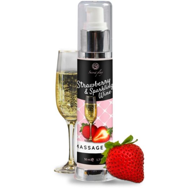 ÓLEO DE MASSAGEM SECRETPLAY MORANGO E VINHO ESPUMANTE 50 ML