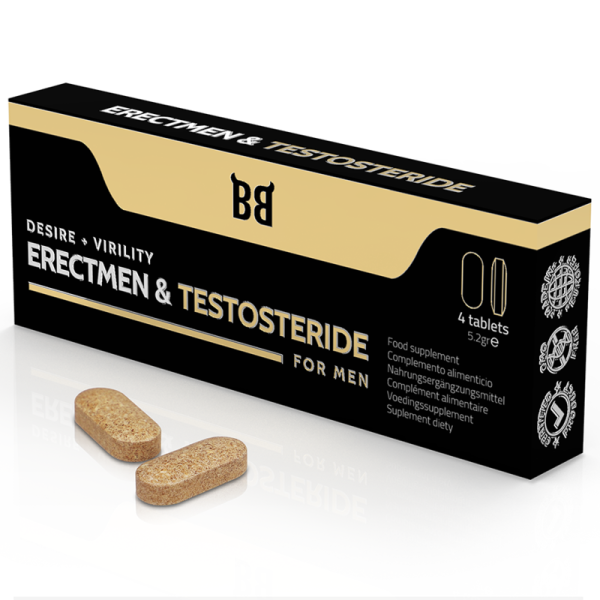 BLACKBULL BY SPARTAN - ERECTMEN  TESTOSTERIDE POWER E TESTOSTERONA PARA HOMENS 4 C PSULAS