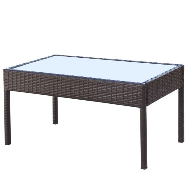4 pcs conjunto lounge jardim c/ almofadões vime PE castanho - Image 6
