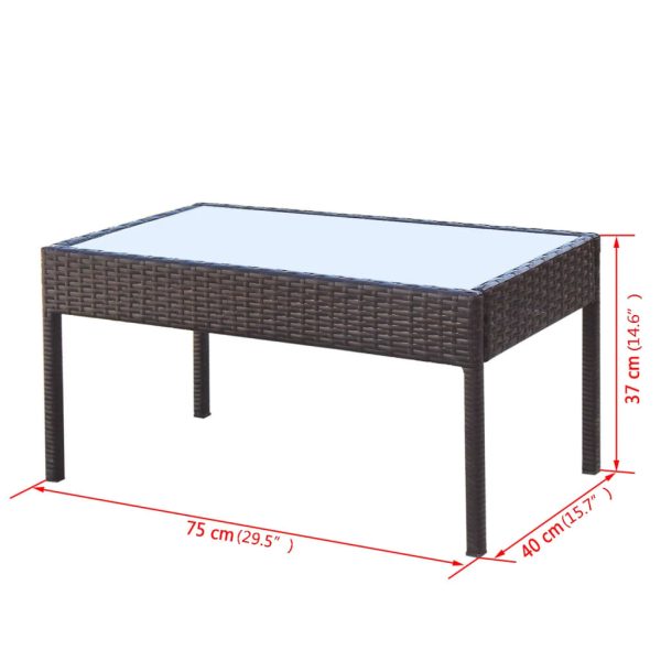 4 pcs conjunto lounge jardim c/ almofadões vime PE castanho - Image 9
