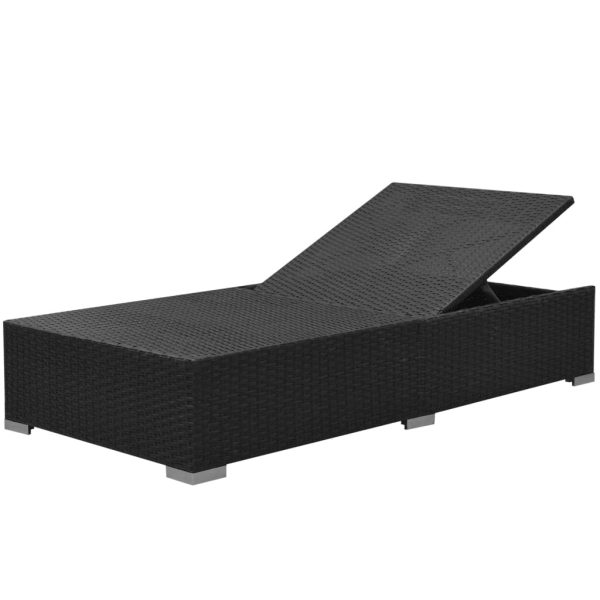 3 pcs conjunto lounge de jardim c/ almofadões vime PE preto - Image 7