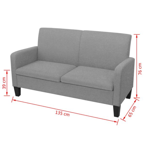 Sofá de 2 lugares 135x65x76 cm cinzento claro - Image 4