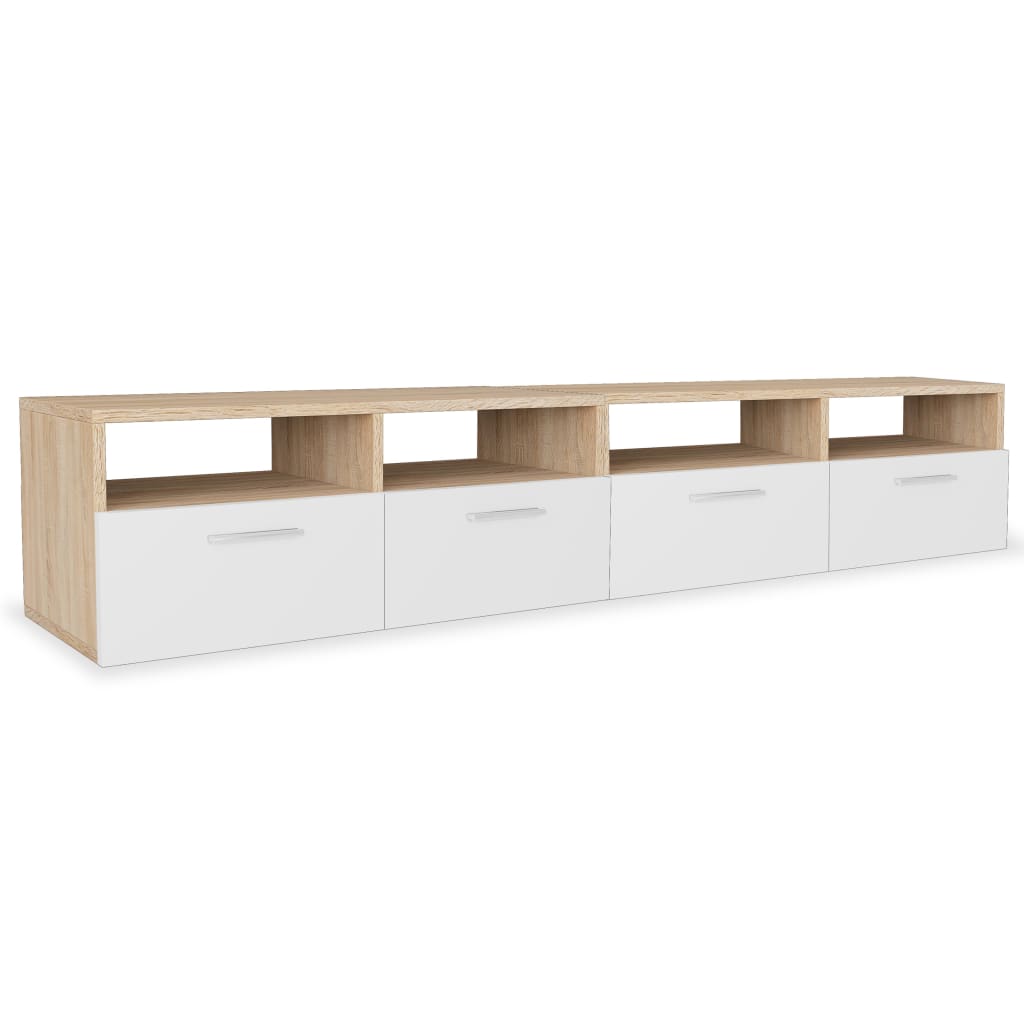 Móveis de TV 2 pcs aglomerado 95x35x36 cm cor carvalho e branco - Image 2