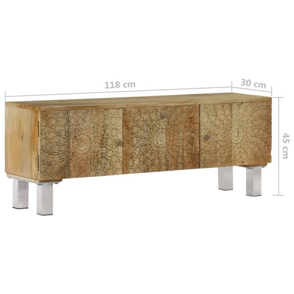 Móvel de TV em madeira de mangueira maciça 118x30x45 cm - Image 11