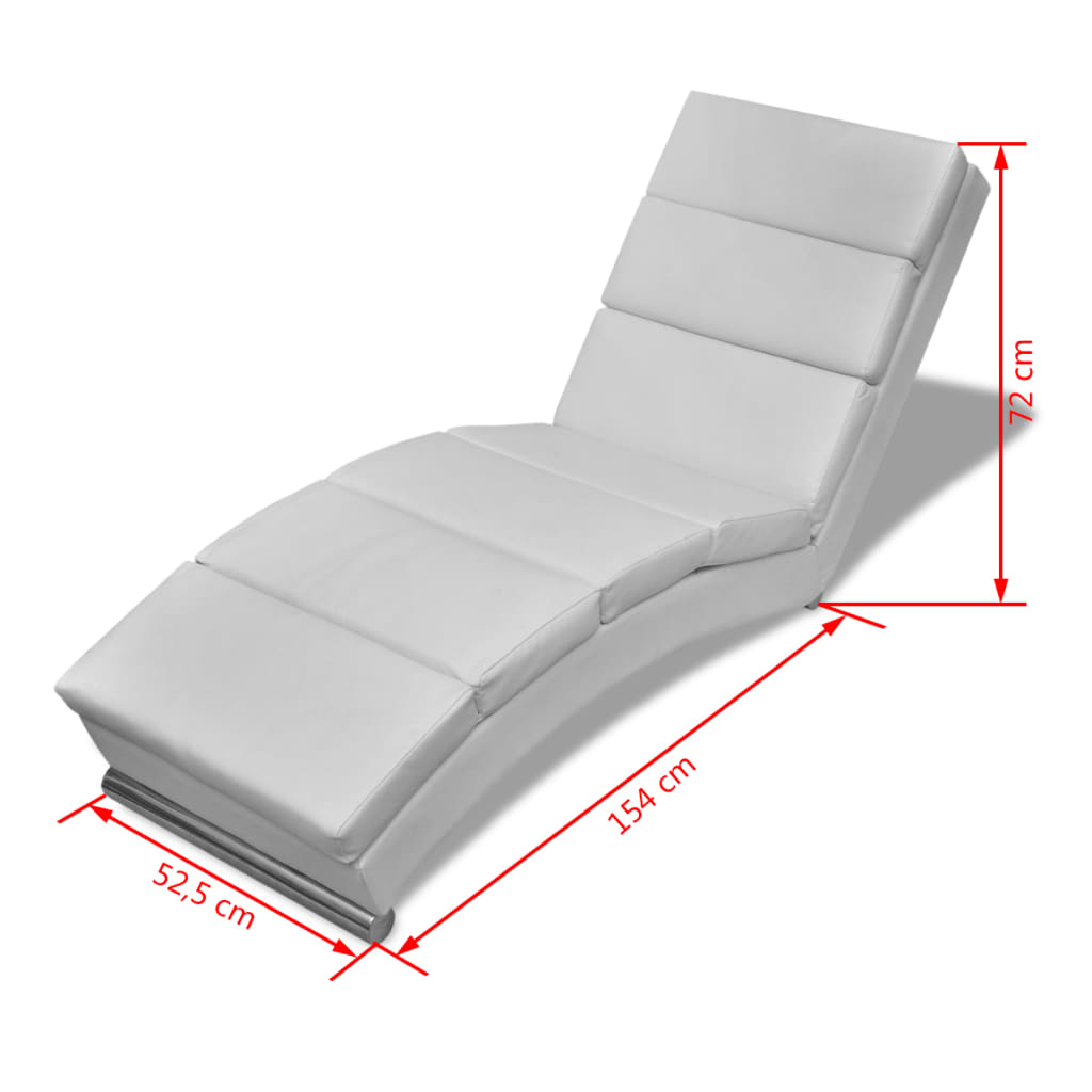 Chaise longue couro artificial branco - Image 5