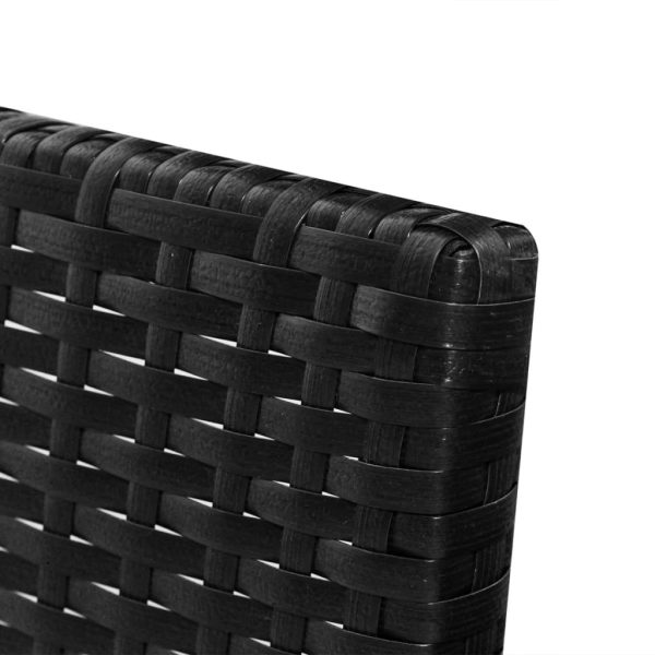 3 pcs conjunto lounge de jardim c/ almofadões vime PE preto - Image 5