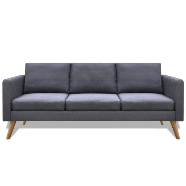 Conjunto de sofás de 2 lugares e 3 lugares tecido cinza escuro - Image 6
