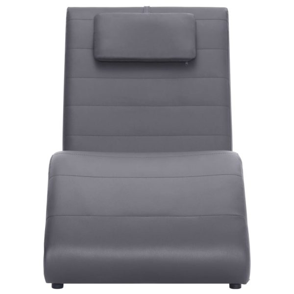 Chaise longue com almofada couro artificial cinzento - Image 2