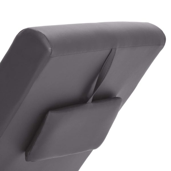 Chaise longue com almofada couro artificial cinzento - Image 6