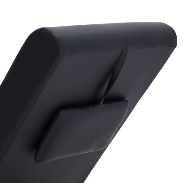 Chaise longue de massagem c/ almofada couro artificial preto - Image 6