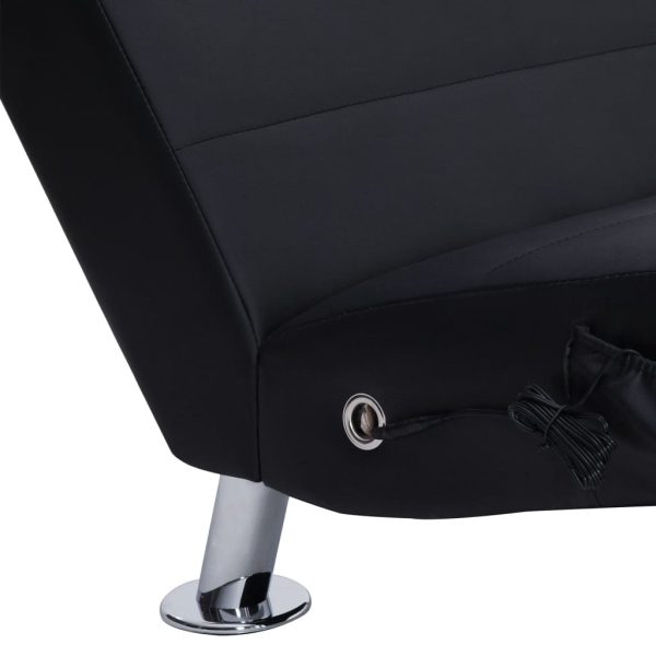 Chaise longue de massagem c/ almofada couro artificial preto - Image 7