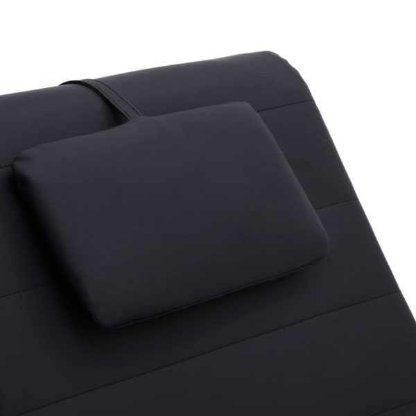 Chaise longue de massagem c/ almofada couro artificial preto - Image 8